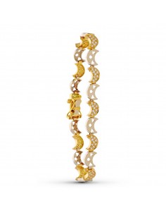 18K PULSERA ORO BICOLOR CIRCONITA MEDIA LUNAS