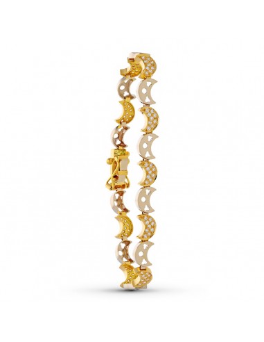 18K PULSERA ORO BICOLOR CIRCONITA MEDIA LUNAS