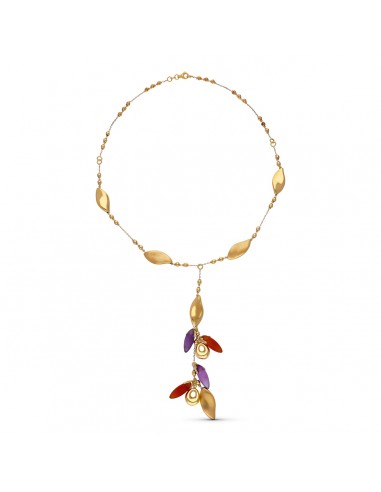 18K GARGANTILLA ORO AMARILLO COLGANTE Y BOLITAS MATE Y BRILLO
