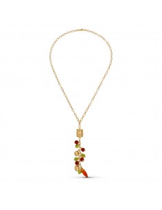 18K GARGANTILLA ORO AMARILLO JAULA Y PIEDRAS COLOR