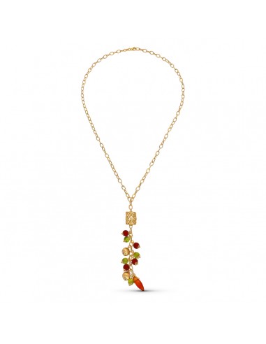 18K GARGANTILLA ORO AMARILLO JAULA Y PIEDRAS COLOR