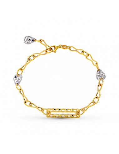 18k PULSERA ORO BICOLOR MOTIVOS Y HOJAS