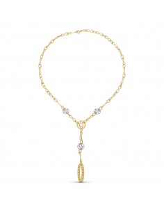 18K GARGANTILLA ORO BICOLOR MOTIVOS Y HOJAS BRILLO