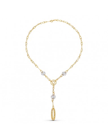 18K GARGANTILLA ORO BICOLOR MOTIVOS Y HOJAS BRILLO