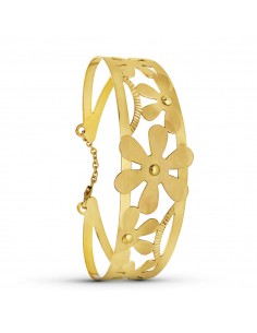 18K PULSERA RIGIDA ORO AMARILLO FLORES RIGIDA 20 MM