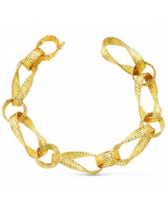18K PULSERA ORO AMARILLO ESLABONES HUECOS ANCHO 12 MM LARGO 21CM