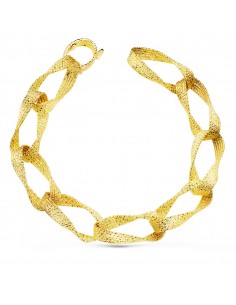 18K PULSERA ORO AMARILLO ESLABONES HUECOS ANCHO 11 MM LARGO 22 CM