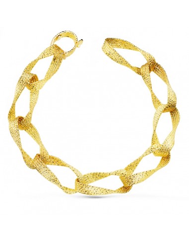 18K PULSERA ORO AMARILLO ESLABONES HUECOS ANCHO 11 MM LARGO 22 CM