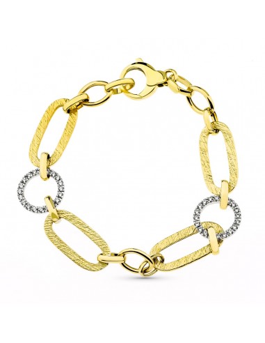 18K PULSERA BICOLOR ESLABONES ANCHO 14 MM LARGO 20.5 CM