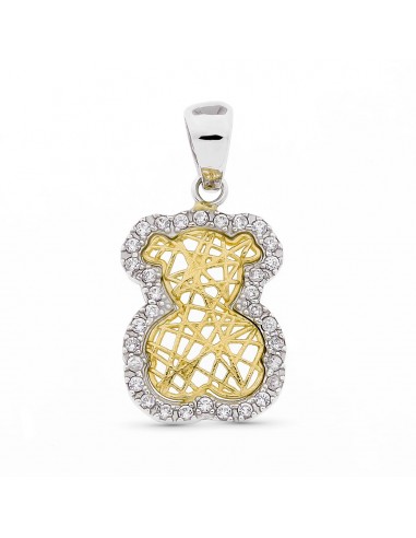 18K COLGANTE AMULETO OSO ORO BICOLOR ORO CIRCONITAS