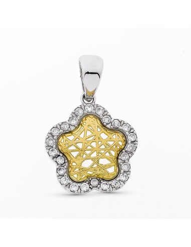 18K COLGANTE AMULETO ORO BICOLOR FLOR  21X18 MM
