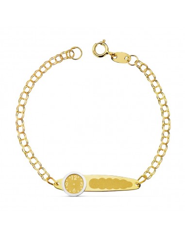 18K ESCLAVA ORO AMARILLO HÚNGARA RELOJ Y PLACA CHAPA 12.5 CM
