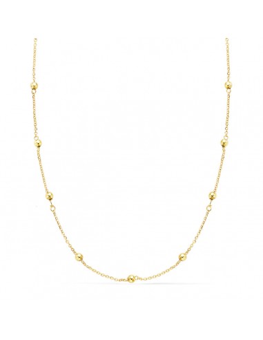 18K CADENA ORO AMARILLO MACIZA FORZADA CON BOLAS LISAS 3 MM LARGO 45CM