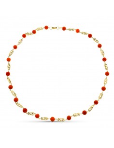 18K GARGANTILLA ORO AMARILLO JAULA CORAL FINO JAPONES 7.5 MM 60CM