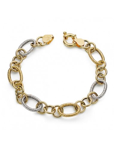 18K PULSERA BICOLOR HUECA 19CM