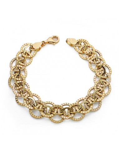 18K PULSERA BICOLOR HUECA 19CM