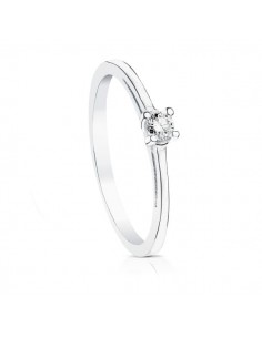 18K SOLITARIO DIAMANTE NATURAL TALLA BRILLANTE ORO BLANCO 0.100 QTS. SI-H