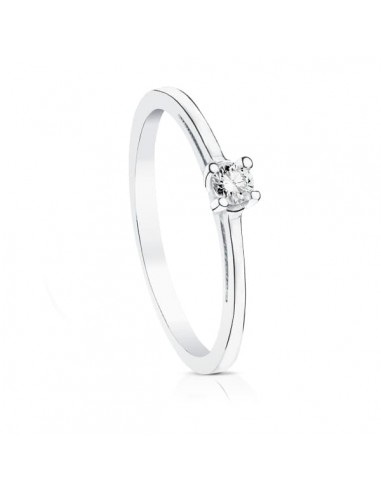 18K SOLITARIO DIAMANTE NATURAL TALLA BRILLANTE ORO BLANCO 0.100 QTS. SI-H