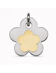 18K COLGANTE AMULETO ACERO Y ORO AMARILLO FLOR