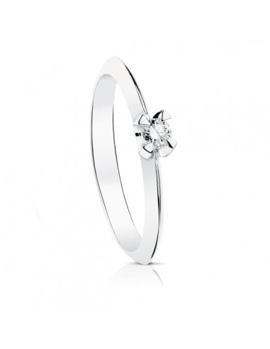 18K SOLITARIO DIAMANTE NATURAL TALLA BRILLANTE ORO BLANCO 0 100 QTS. SI-H