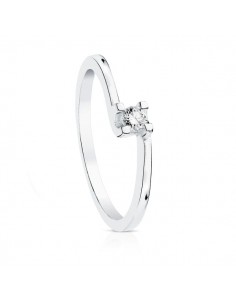 18K SOLITARIO DIAMANTE NATURAL TALLA BRILLANTE ORO BLANCO 0.100 QTS. SI-H
