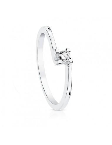 18K SOLITARIO DIAMANTE NATURAL TALLA BRILLANTE ORO BLANCO 0.100 QTS. SI-H
