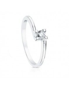 18K SOLITARIO DIAMANTE NATURAL TALLA BRILLANTE ORO BLANCO 0.150 QTS. SI-H