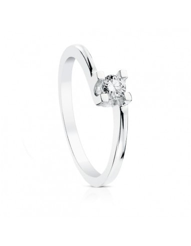 18K SOLITARIO DIAMANTE NATURAL  TALLA BRILLANTE ORO BLANCO 0.200 QTS. SI-H