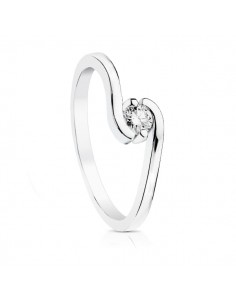 18K SOLITARIO DIAMANTE NATURAL TALLA BRILLANTE ORO BLANCO 0.150 QTS. SI-H