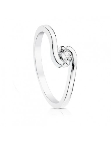 18K SOLITARIO DIAMANTE NATURAL TALLA BRILLANTE ORO BLANCO 0.150 QTS. SI-H