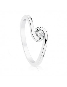 18K SOLITARIO DIAMANTE NATURAL TALLA BRILLANTE ORO BLANCO 0.200 QTS. SI-H