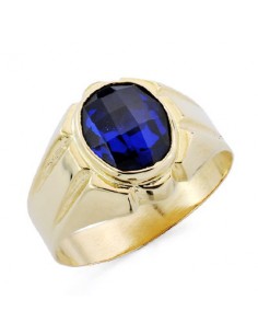 18K SELLO CABALLERO.PIEDRA AZUL. HUECO