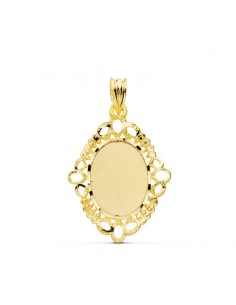 18K CERCO CALADO OVAL. 31 X 22 MM.