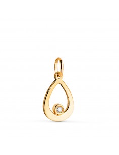 18K COLGANTE ORO AMARILLO GOTA DIAMANTE NATURAL TALLA BRILLANTE 0 016 QTES. H-SI. MEDIDA: 12 5 X 8 MM