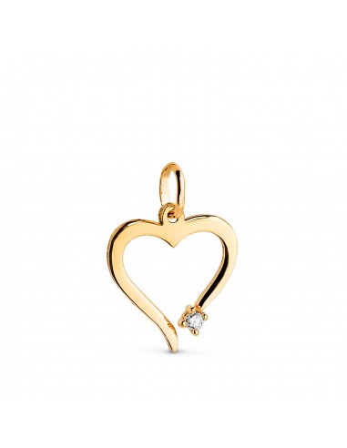 18K COLGANTE ORO AMARILLO CORAZON DIAMANTE NATURAL TALLA BRILLANTE 0 016 QTES. H-SI. MEDIDA: 13 X 11 5 MM C. AMOR