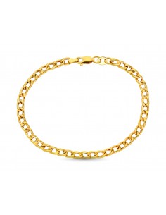18K PULSERA ORO AMARILLO HUECA ESLABON BARBADO 18.5 CM 3 MM