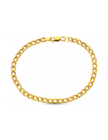 18K PULSERA ORO AMARILLO HUECA ESLABON BARBADO 18.5 CM 3 MM