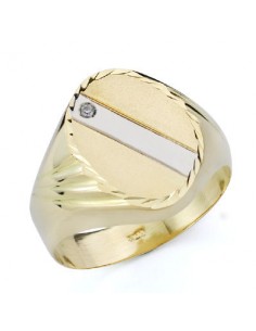 18K SELLO CABALLERO. CIRCONITAS BICOLOR. HUECO