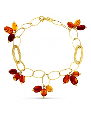 18K PULSERA ORO AMARILLO ESLABONES Y PIEDRAS