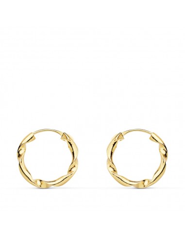 18K AROS ORO AMARILLO HUECOS RETORCIDOS. 14X2 MM