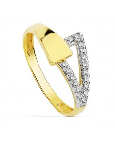 18K SORTIJA BICOLOR CIRCONITAS CUERPO: 2 MM