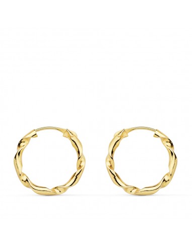 18K AROS ORO AMARILLO HUECOS RETORCIDOS. 16X2 MM