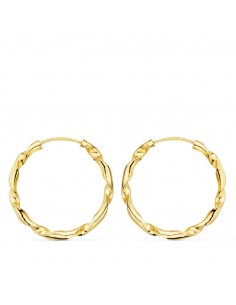 18K AROS ORO AMARILLO HUECOS RETORCIDOS. 20X2 MM