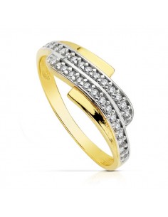 18K SORTIJA BICOLOR CIRCONITAS CUERPO: 2 MM