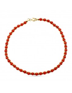 18K PULSERA ORO AMARILLO CORAL FINO CERDEÑA Y ANILLAS ORO EN BRILLO 19CM