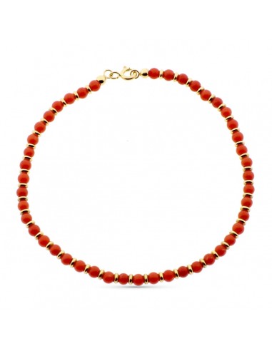 18K PULSERA ORO AMARILLO CORAL FINO CERDEÑA Y ANILLAS ORO EN BRILLO 19CM