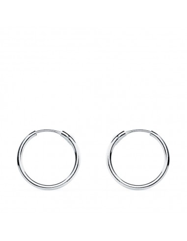 18K PENDIENTES AROS ORO BLANCOS HUECOS REDONDOS 13 X 1.20 MM