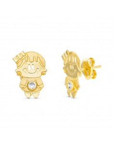 18K PENDIENTES ORO AMARILLO NENA 11X7 MM CON CIRCONITA CIERRE PRESION