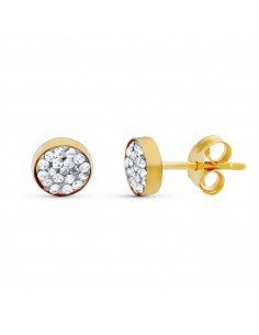 18K PENDIENTES ORO AMARILLO PIEDRAS REDONDO 4 MM CIERRE PRESION