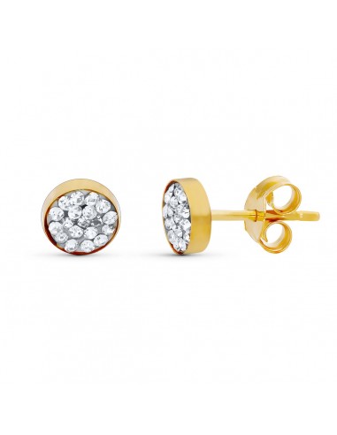 18K PENDIENTES ORO AMARILLO PIEDRAS REDONDO 4 MM CIERRE PRESION